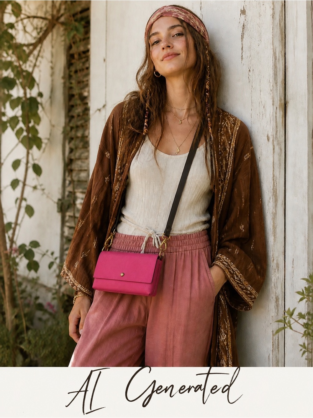 LW Leathers Pink Minimalist Crossbody Artisan Made. NEW